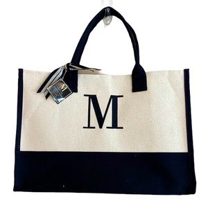 Mudpie "M" Initial Canvas Tote Bag
